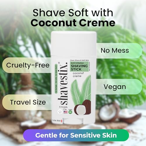 Shavestix Shaving Cream Stick 2.75 Oz - Travel Size Toiletries for Women | 5x Lasting Coconut Milk Shave Stick Roll on for All Skins | Razor Friendly Unisex Hair Removal Cream Bar