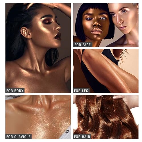 Body Glitter Spray - Bronze Body Shimmer for Face, Hair & Body, Moisturizing Luminizer Glow Illuminator, Quick-Drying Sparkling Glitter Spray Liquid Highlighter Makeup (#04)