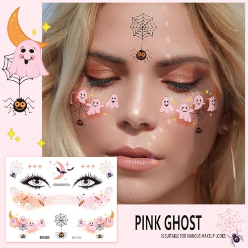 Glitter Butterfly Temporary Tattoos Colorful Eyes Face Stickers Feather Face Tattoos for Women Make up (Halloween 01)