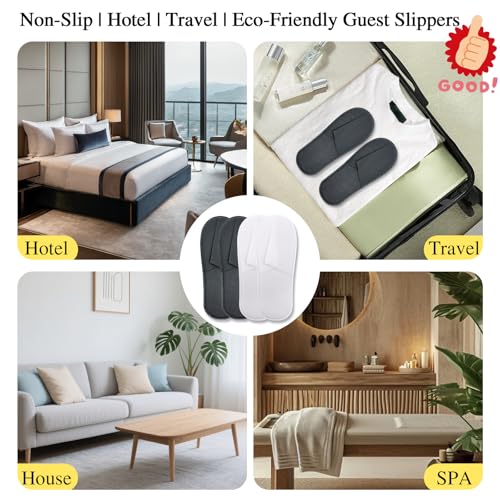 50/100 Pairs Disposable Slippers Bulk ? 25/50 White & 25/50 Gray Disposable Slipper for Guests, Hotel Spa Guest Slippers Closed?Toe for Travel Home