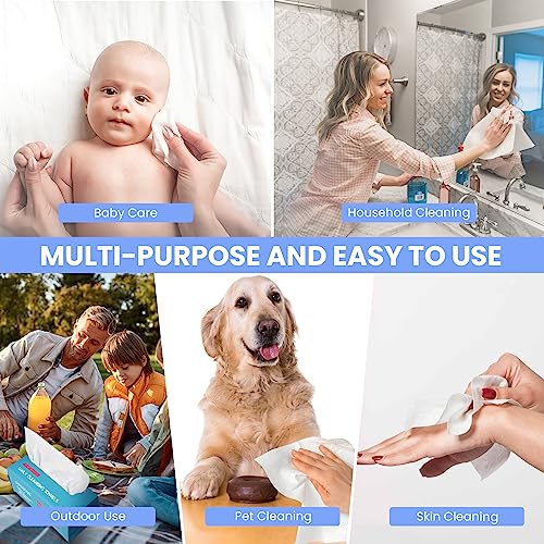 100 Sheet Daily Cleansing Towels Ultra Soft Dry Wipes for Sensitive Skin Disposable Facial Washcloths 100% Organic Viscose (Pack of 1)