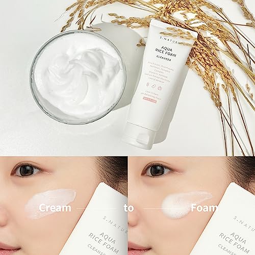 S NATURE Aqua Rice Foam Cleanser, Korean Skin Care, Korean Rice Face Wash, Made in Korea 160ml / 5.64 Fl Oz