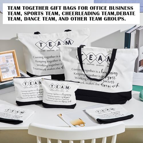 Cunno 8 Pcs Team Appreciation Tote Bag Women Employee Gift Team Together Canvas Makeup Bags for Worker Staff Coworker Nurse Teacher