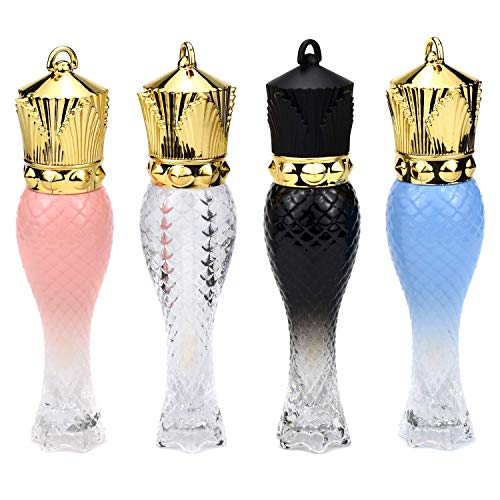 10 Pcs 5ml Mermaid Plastic Lip Gloss Tubes Vials Empty Refillable Lip Glaze Tubes with Crown Wand DIY Lipstick Tube Travel Lipgloss Bottle Cosmetic Container for Woman Girl Makeup,Mix-Color