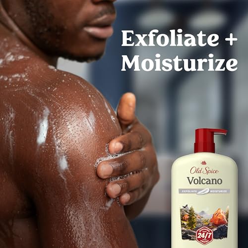 Old Spice Cleansing Body Wash for Men, 24/7 Shower Fresh with Lasting Scent, Exfoliate & Moisture, Gentle on Skin, Vitamin B3, Volcano with Dark Cedar + Amber Scent, 30 oz