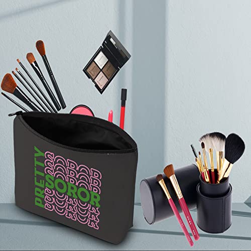 PWHAOO Pink and Green Sorority Gift Make Up Bag Graduation Gift For Sorority Sister (Pretty Soror)