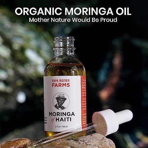 Papa Rozier Farms Moringa Oil of Haiti 2oz - Grown On Our Farms, Crushed In Our Farmhouse in Brooklyn - Undiluted, Cold Pressed, And Unrefined For Hair, Skin, Eyelashes, Eyebrows & Nails - from