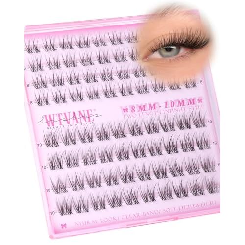 Wispy Lash Clusters Natural Cluster Eyelash Extensions 8-10mm Short Lash Extensions Invisible Band Clusters Lashes C-Curly Individual Lashes Natural Look Lash Extensions Soft Band Daily Wear