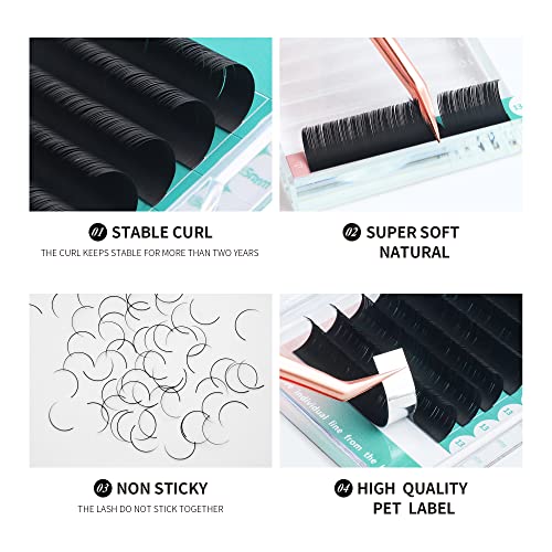 Ellipse Flat Eyelashes Extension 0.15 D Curl 8-15mm Natural Soft Matte Black Faux Mink Individual False Lashes Split Tips Light Lashes Extension Supplies (0.15D,8-15mm)