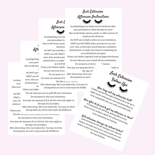 Lash Extension Aftercare Instruction Cards for Clients | Post Card Size 4.25 x 5.5¡± inches | 30 pack | Minimalist Black and White for Lash Artist Techs Client Business Cards