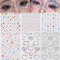 6Sheets Face Gems Stickers Self-Adhesive Hair Jewels Stickers Butterfly Heart Diamonds Mixed Colors Sparkly Rhinestone for Women Eye Face Makeup