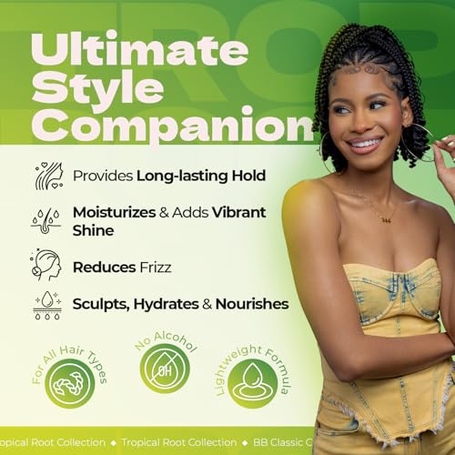 Bronner Bros Tropical Roots Moisturizing Sculpting Foam - With Vitamin E & B5, Guava & Pomegranate Extracts - Hydrating, Nourishing, Long-Lasting Hold & Definition, No Flaking or Build-Up - 8.5oz