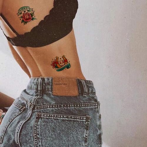 CARGEN Cool Classic Temporary Tattoos - Skull Sword Bird Rose Script Sailor Diamond Old School Traditional Realistic Temporary Tattoos Fake Tattoos Great for Adults Women Men Kids on Arm Leg Face