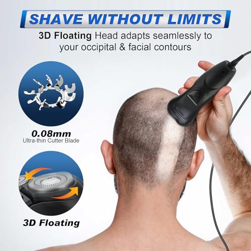 Yineel VT100 Electric Foil Shavers for Men, Pocket-Sized with Case, Mini Electric Razor for Close Face Shaver, 3 Floating Blades, IPX7 Waterproof & Travel-Friendly/Home Use, Gifts for Men