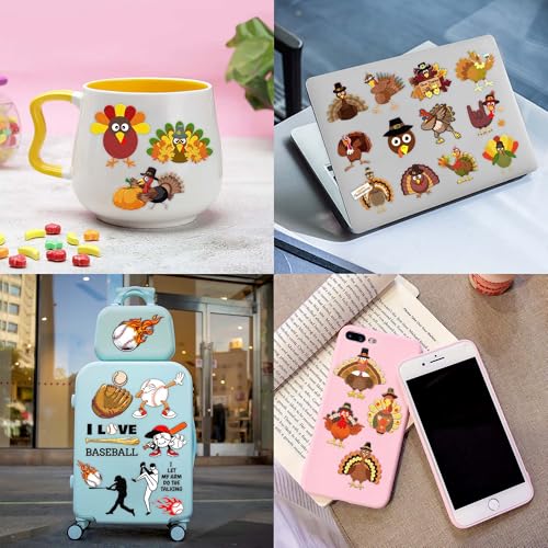 96PCS Thanksgiving Turkey Tattoos Stickers Pre-Cut Themed Autumn Fall Tattoos 1st Birthday Party Decorations Supplies Decor Favors for Kids Harvest Festival Prizes Rewards