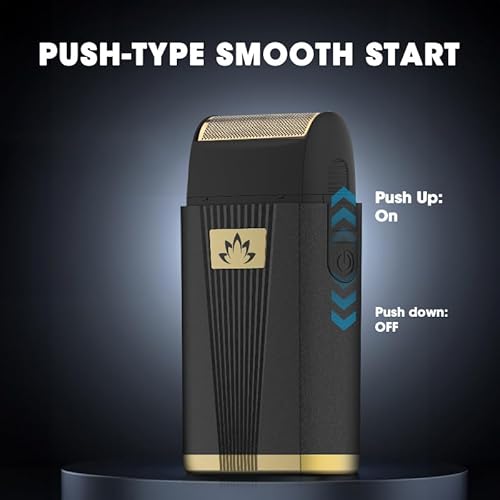 Roziapro Double Metal Foil Shaver Waterproof Close Shave Electric Razor Portable Beard Foil Shaver for Men, Gifts for Men (Gold)