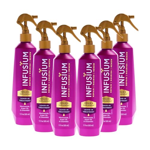 Infusium Repair And Replenish Leave-In Treatment - Hair Spray with Niacinamide, Argan Oil, and Ceramides - Strengthens and Nourishes - 6 pc