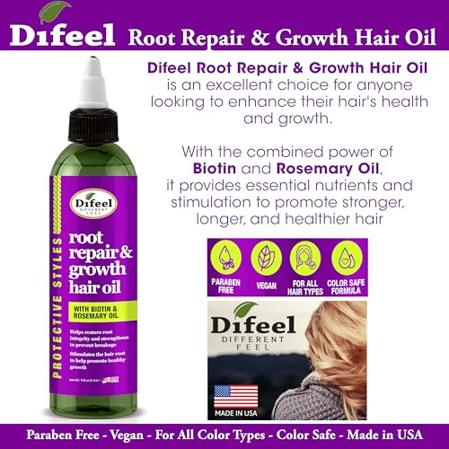Difeel Protective Styles Root Repair and Growth Hair Oil with Biotin and Rosemary Oil 8 oz. - Hair Root Treatment and Scalp Treatment for Hair Growth