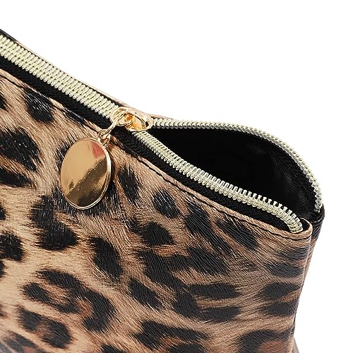 Glamlily Small Leopard Print Faux Leather Makeup Bag (8 x 3 x 5 in, 2-Pack)