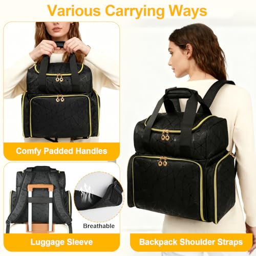 Nail Polish Organizer Backpack Holds 130 Bottles (15ml/0.5fl.oz)& Nail Lamp, Extra Large Nail Kit Storage Bag with 3 Removable Carrying Cases, Nail Tech Supplies Organizer Case for Women Black