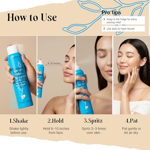 300ml + 50ml Thermal Spring Water Face Spray Mist Hydrating w/ Hyaluronic Acid & Aloe Vera - Hydrating Face Mist, Soothing & Calming, Mineral-Rich Skin Nourishment, Refreshing, 10 fl oz + 1.7 fl oz