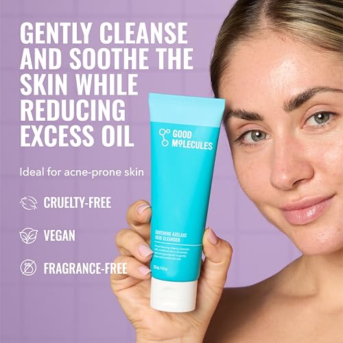 Good Molecules Soothing Azelaic Acid Cleanser ? Gentle Creamy Non-Foaming Face Wash for Oily & Sensitive Skin ? Vegan & Fragrance-Free ? 120 ml