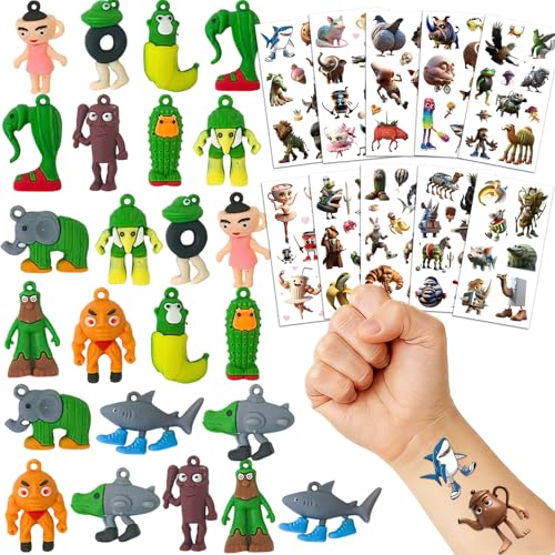 84Pcs Italian Brainrot Party Favors with Brainrot Action Figure & Brainrot Meme Temporary Tattoo, Decorations Gifts for Fans Office Home Desktop Decor
