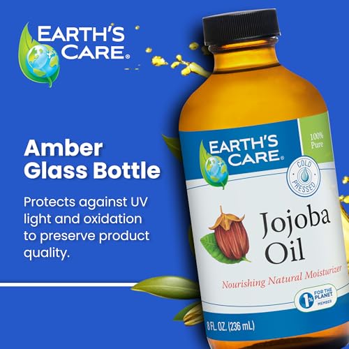 Earth¡¯s Care Jojoba Oil - 100% Pure Jojoba Oil for Hair, Skin and Nails - Cold Pressed - Nourishing Natural Moisturizer - 8 FL OZ