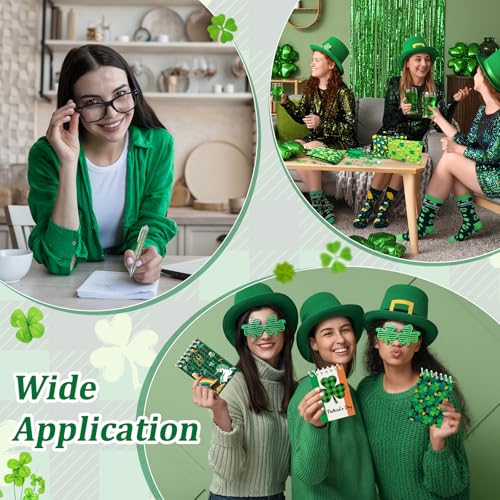 32 Pcs St Patrick's Day Gifts Set Makeup Bags Bulk Irish Shamrocks Socks Green Clover to Do List Notepad Ballpoint Pens Rainbow Lucky Gnome Keychain for Party Favors Supplies Holiday Gifts
