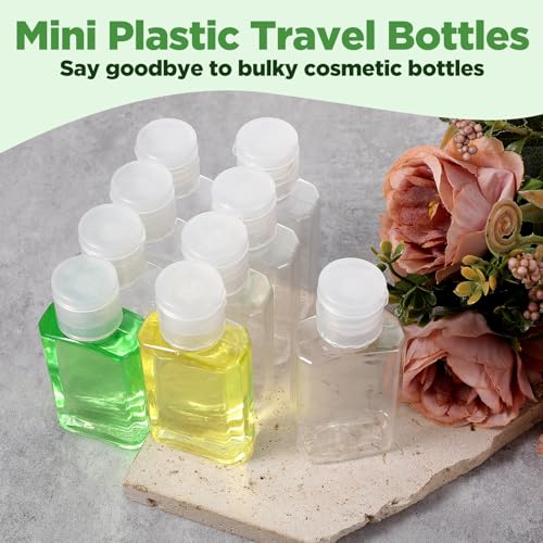 100 Pcs 1 oz Travel Bottles - Clear PET Refillable Containers with Flip Caps, Leak-Proof Mini Bottles for Shampoo, Lotion, Hand Sanitizer & More