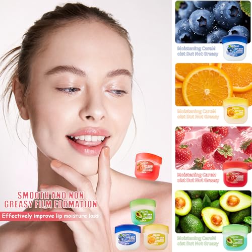 9 PCS Bee Lip Balm Honey Pot, Strawberry Watermelon Cherry Coconut Peach Mint Grape Vanilla, Honey Lip Balm Bulk with Stick, Lip Mask Overnight Hydrating for Dry and Crack