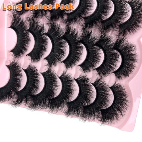 Mink Lashes Fluffy 20mm Big Faux Mink Strip Lashes Cat Eye Long False Eyelashes Dramatic Soft 25mm 3D Volume Eyelashes Pack 14 Pairs