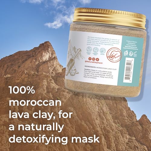 Natural Elephant Ghassoul (Rhassoul) Moroccan Lava Clay Powder | 100% Pure & Natural Face & Body Mask Powder | 200g (7 oz) Jar