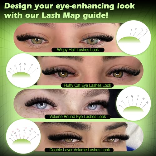 100D Volume Lash Clusters Kit 8-10-12MM Fluffy Eyelash Clusters Short Lash Extension Kit 243 Pcs Thick Clusters Eyelash Extensions D-Curly 3D Look Individual Lashes Kit by Newcally