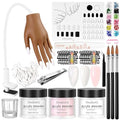 Practice Hand for Acrylic Nails, Acrylic Nail Training Mat , Manicure Trainng Hand Nail Kit for Beginners,Movable Nail Maniquin Hand with 50PCS Nail Tips,Acrylic powder, Brush and Clipper(Brown)