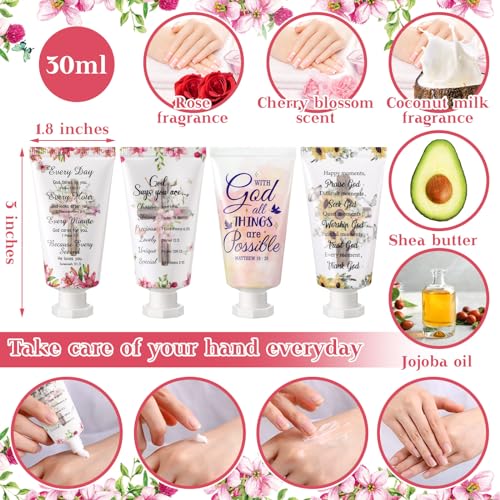 100 Pcs Christian Hand Cream Bulk Gifts for Women Bible Verse Mini Hand Lotion Scripture Travel Lotion for Dry Cracked Christian Religious Gifts Bulk for Mom Women Teacher Wedding Favors (Cross Style)