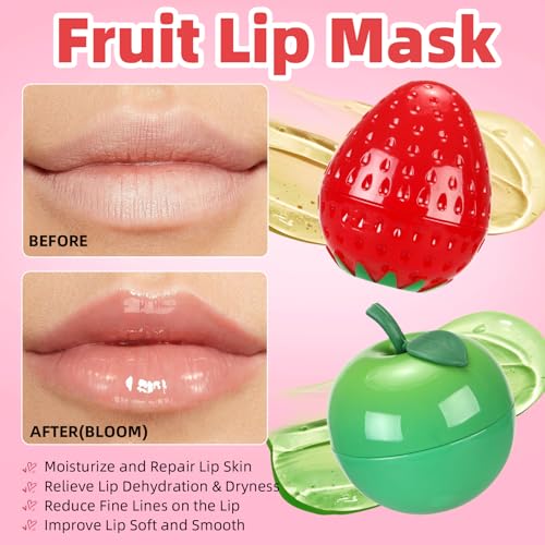 8 PCS Bee Lip Balm Fruit Lip Mask, Teen Girl Stuff, Bulk Gifts for Girls, Galentines Gifts,Valentines Day Gifts,Small Gifts, Cute Fruit Balm with Honey, Effective Prevention Dry Lip Reduces Lip Lines
