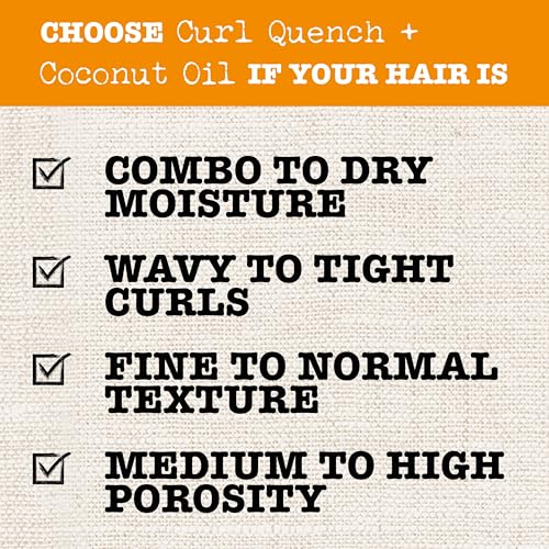 Maui Moisture Curl Quench + Coconut Oil Curl-Defining Anti-Frizz Shampoo to Hydrate and Detangle Tight Curly Hair, Softening Shampoo, Vegan, Silicone & Paraben-Free, 13 fl oz