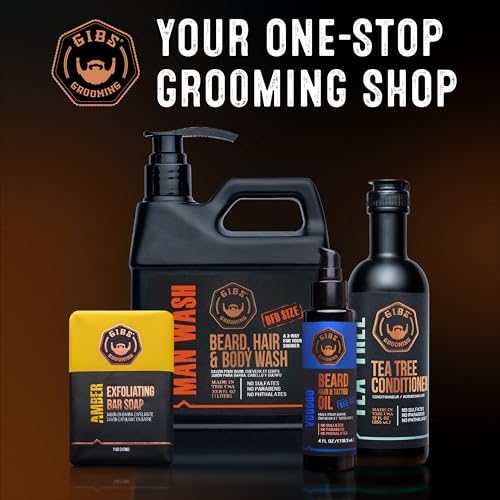GIBS Beard, Hair & Tattoo Oil - Softens & Strengthens Beard Growth, Moisturizes Skin (4 Scents, 2 Sizes)