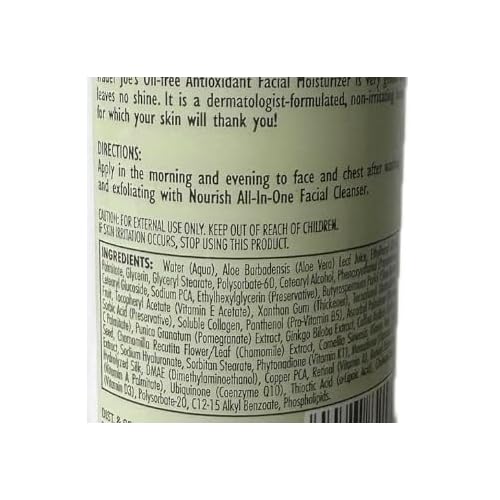 Trader Js Nourish Facial cleanser and moisturizer set, All-In-One Facial Cleanser 8.45 fl oz (250mL) & Oil-Free Antioxidant Facial Moisturizer 6 fl oz (177mL) - 1 of each iteam
