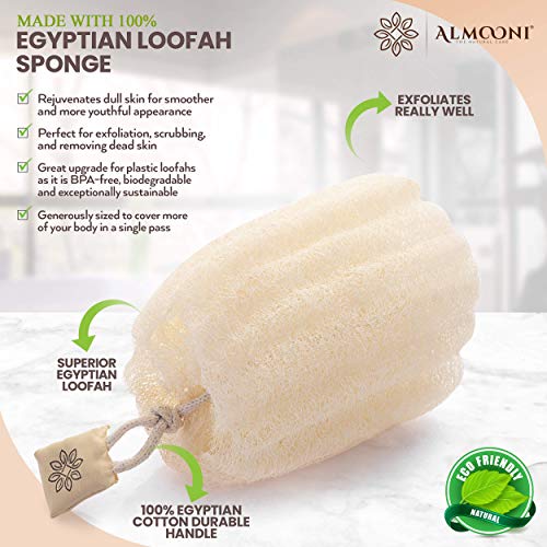 Premium Natural Egyptian Shower Loofah Sponge and Loofah Pad Bundle, Made with Natural Egyptian Shower Loofah Sponge That Gets Your Body Clean