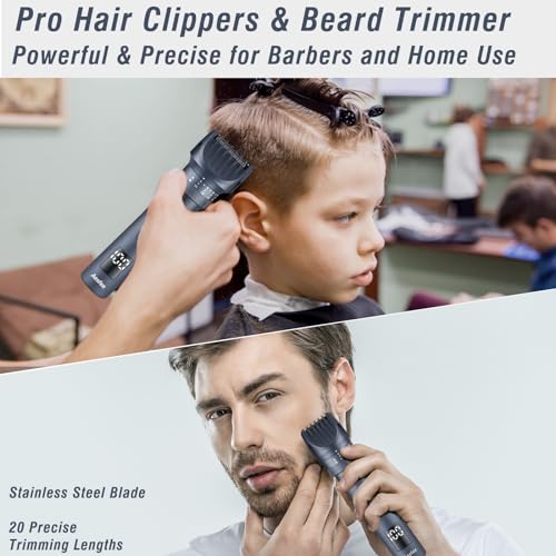 Beard Trimmers Kit for Men Precise Dial Adjustable 20 Lengths, 5-in-1 Electric Shavers and Hair Clippers Set - Body Nose Ear Mustache Hair Trimmers Razors Waterproof Wet/Dry - USB-C Charging Dock