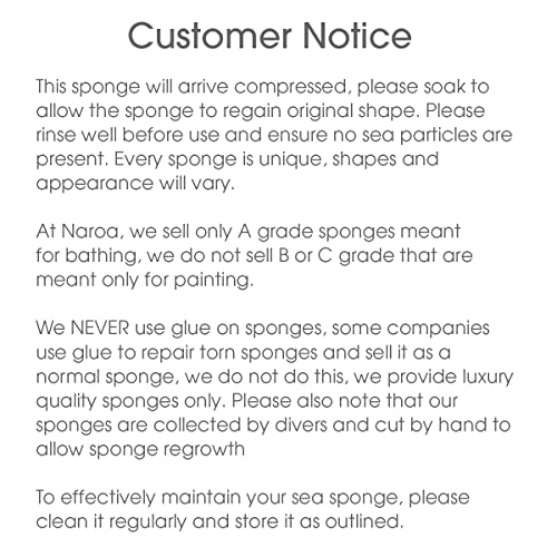 Naroa Soft Natural Sponge X Large | Gentle Sea Loofah for Bathing Smooth Skin | Unbleached Shower Body Scrubber Puff | Bath & Spa