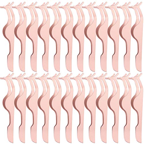 24 Pieces False Eyelashes Applicator Tool Stainless Steel Eyelash Extension Tweezers Remover Clip Tweezers Nipper Eyelash Auxiliary Clip for Women Makeup Application and Removal