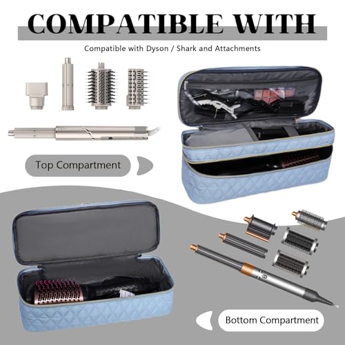 Double-Layer Travel Carrying Case Compatible with Revlon One-Step Hair Dryer Brush/Volumizer/Styler/Shark FlexStyle Attachment Portable Storage Organizer Bag Hair Tools Travel Bag (Bag Only)