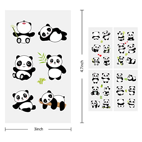 120 PCS (24 Sheets) Panda Temporary Tattoos, Birthday Decorations Panda Party Favors