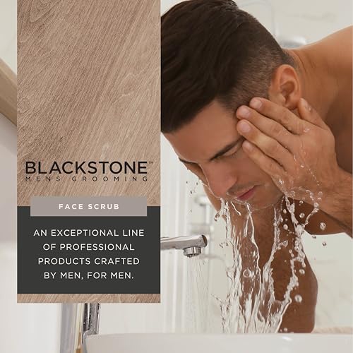 Blackstone Men's Grooming 2-in-1 Facial Scrub & Shave Gel with Hyaluronic Acid and Peppermint - Cleanse & Exfoliate | Hydrates Skin After Shaving | USA Made, Sea & Surf (6 Fl Oz)