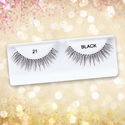 Andrea False Eyelashes Style 21 - Black, Reusable Natural Look Strip Lashes, Lightweight Fake Eyelashes, 4 Pack