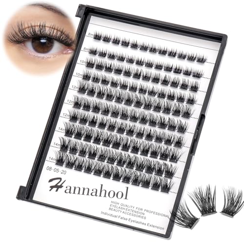 10Rows Mixed 10-12-14-16mm /8-10-12-14mm Individual False Eyelashes D Curl Wide Stem Makeup Cluster Eyelashes Natural Volume Eye Lashes Extensions (HD-lashes kit-8-10-12-14mm mixed)