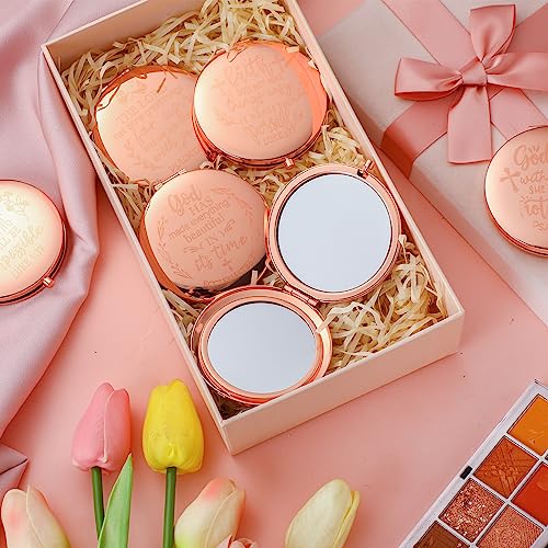 Huwena 12 Pcs Easter Christian Gifts Mirror for Women Bulk Bible Verse Makeup Compact Pocket Mirror Inspirational Christian Party Religious Gift for Coworker Teacher Employee Travel Church Scripture